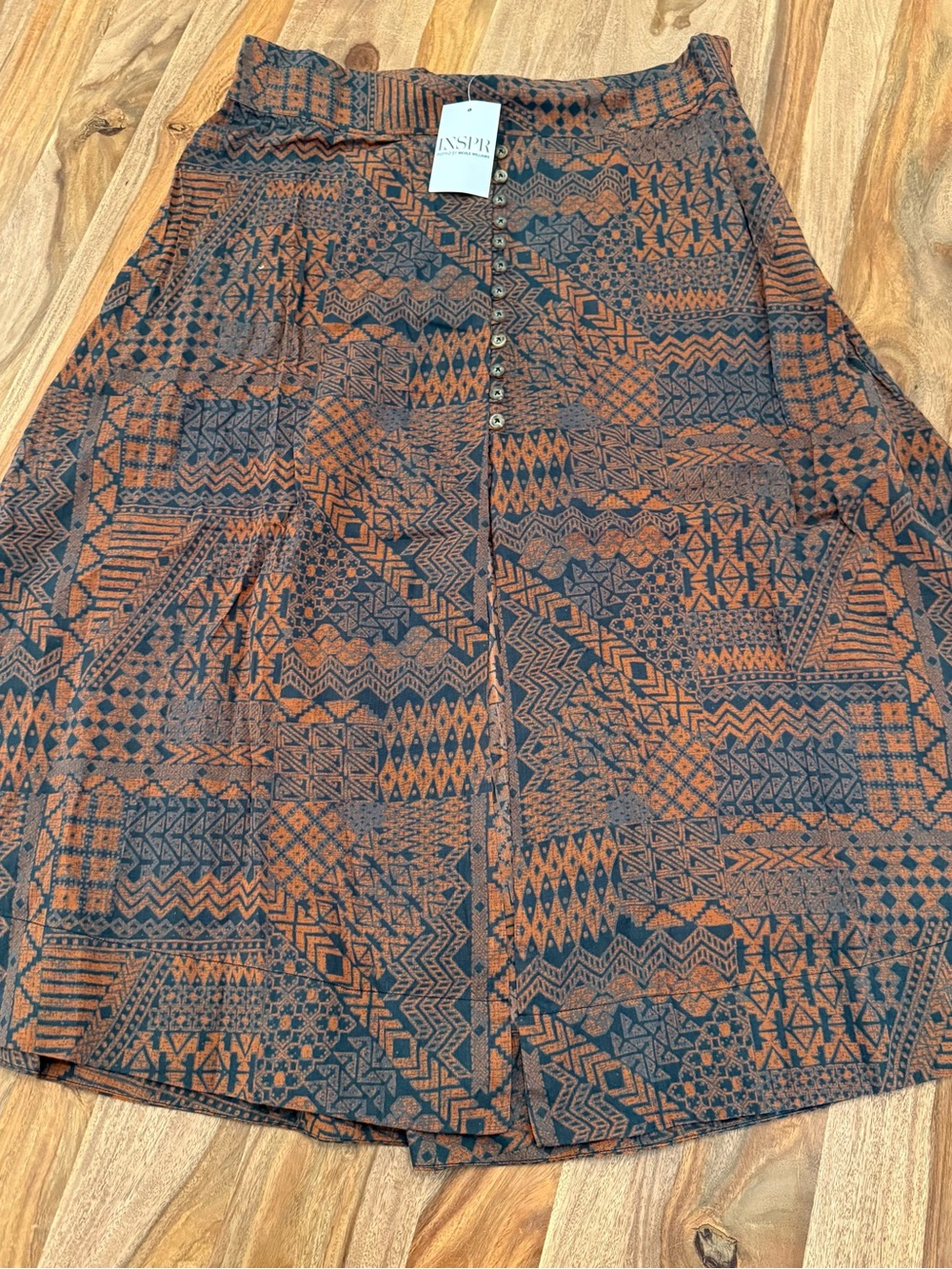 INSPR Women’s Detailed Midi Brown Skirt